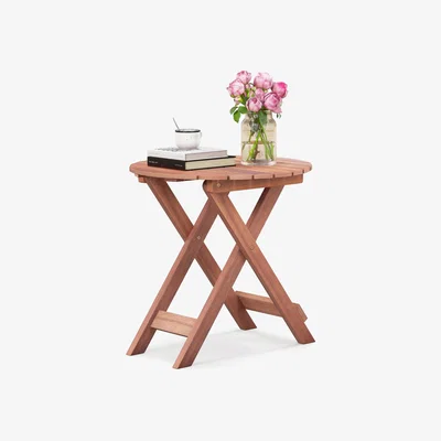 The Range Round Side Table Folding End Table - Natural