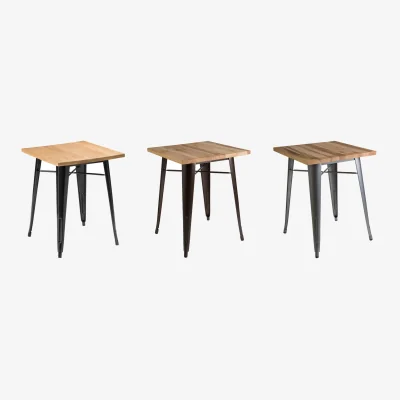 The Range Aldgate Copper Effect Side Table in Powder Coated Metal and Wood - Brown