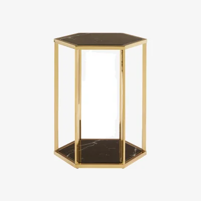 The Range Piermount Black And Gold Finish End Table - Gold
