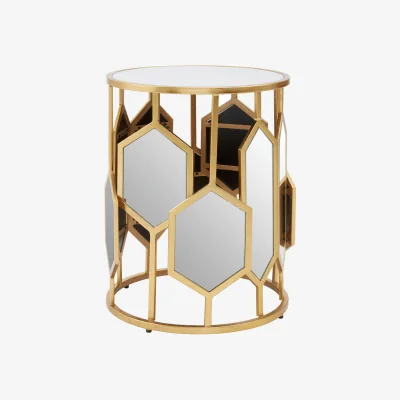 The Range Rio Gold and Mirror Side Table - Gold
