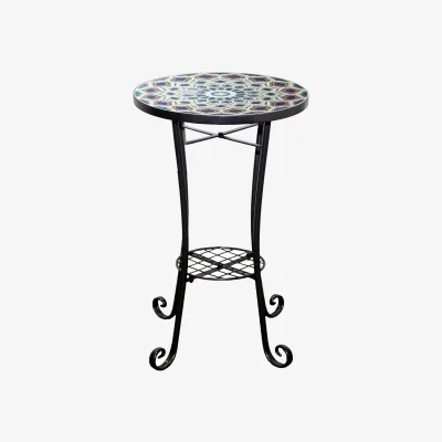 The Range Casablanca Mosaic Plant Stand Side Table - Multi Color frame with mosaic tile seat