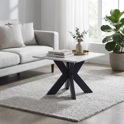 The Range Aurelia Modern Ceramic Side Table - Ivory