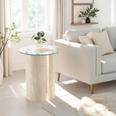 The Range Modena Side Table - Cream Marble Effect