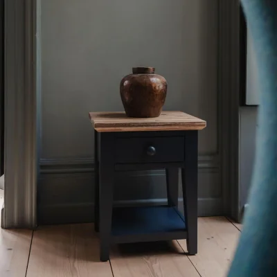 The Range Florence Side Table with Drawer - Navy Blue