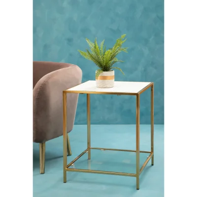 The Range Novi Glass Top And Gold Frame Side Table - Gold