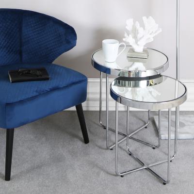 The Range Ella Set of 2 Nesting Mirrored Round Side Tables - Silver