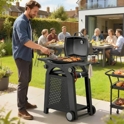 The Range 2 Burner Gas Grill with 2 Detachable Side Tables - Black