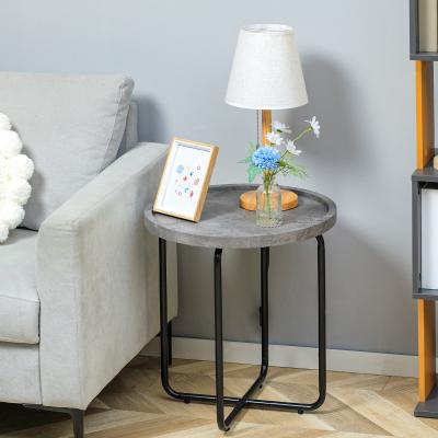 The Range Modern Accent Side Table with Cement Effect Tabletop - Grey