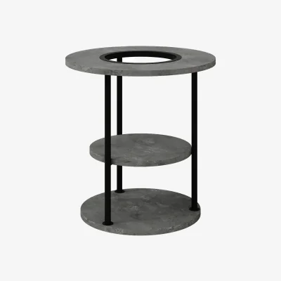 The Range Decortie Grova Round Three Tier Side Table - Retro Grey