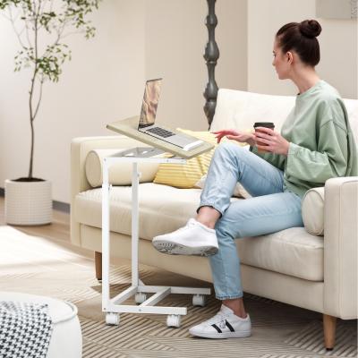 The Range HOMCOM C-Shaped Side Table, Overbed Table with Tilting Desktop - white