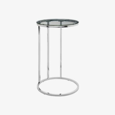 The Range Serena Round End Table - Glass & Chrome