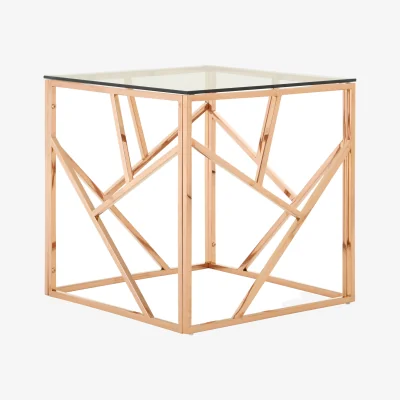 The Range Allure Rose Gold Geometric End Table - Gold