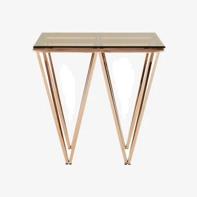 The Range Allure Rose Gold Prismatic Legs End Table - Gold