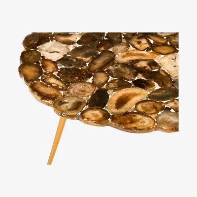 The Range Relic Low Side Table With Agate Stone Top - Brown