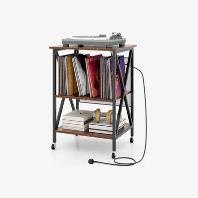 The Range Turntable Stand Side Table - Brown
