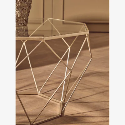 The Range Arcana Gold Finish Geomeric Design Set Of 2 Tables - Silver