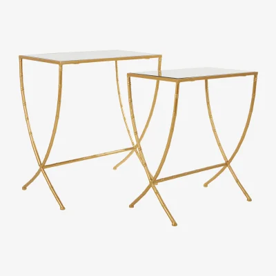 The Range Avantis Set Of 2 Bamboo Design Side Tables - Gold