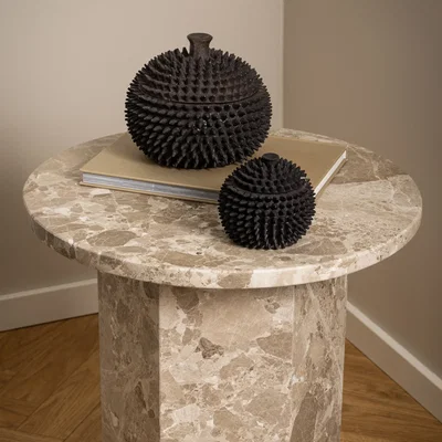 The Range Naxos Side Table in Brown Marble - Brown Marble