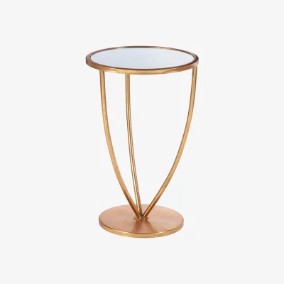 The Range Marcia Mirror Top And Gold Frame Side Table - Gold