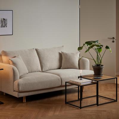 The Range Seaton Square Oak Effect and Black Nest of  2 Side Tables - Wood