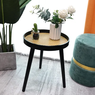 The Range Cane Black Round Side Table - Black