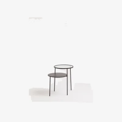 The Range Trento Black Metal and Glass 2 Tier Side Table - Black