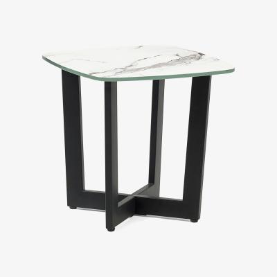 The Range Olympus Lamp Table - White Marble Effect & Black