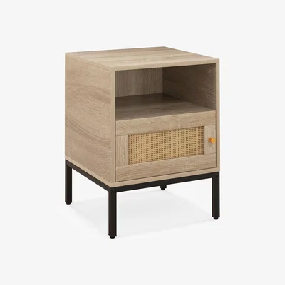The Range Nightstand Sofa Side Table with Open Storage Shelf - Natural