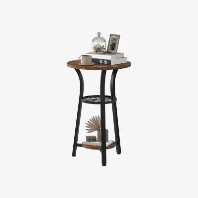 The Range 3 Tier Small Round Side End Table Rustic - Rustic Brown