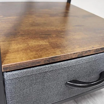 The Range Industrial Design Metal and Wood Side Table - Brown