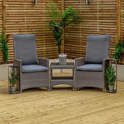 The Range Dakota Duo Recliner Chair Set with Side Table - Grey
