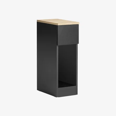 The Range Slim Bedside Table Bedside Cabinet Narrow Side Table Nightstand - Black