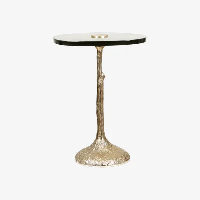 The Range Vanity Living Metal Side Table with Handmade Glass Top - Gold
