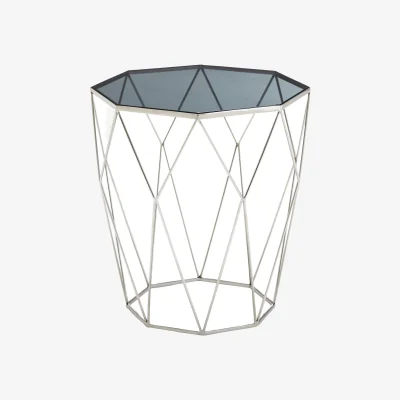 The Range Shalimar Octagonal Silver Side Table - Black