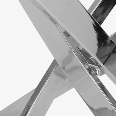The Range Round Tempered Glass Dining Side Table Chromed Legs Living Room - Silver