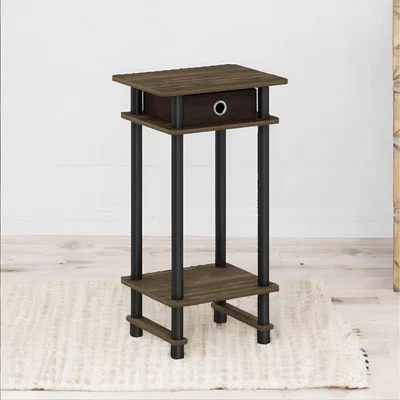 The Range Industrial Rustic Side Table With Fabric Drawer - Brown
