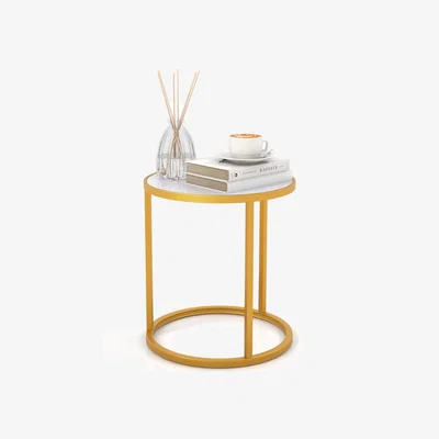 The Range 40CM Marble Top Round Side Table - Gold