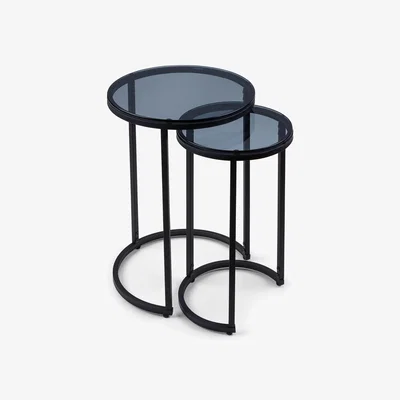 The Range Chicago Side Tables - Smoked Glass/Black