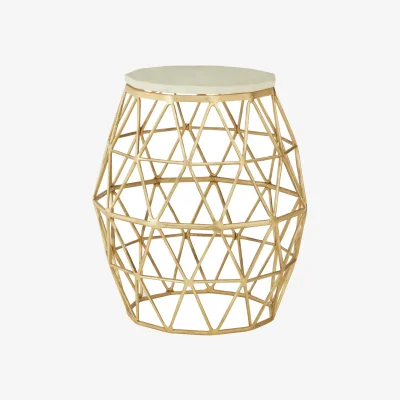 The Range Templar Marblle and Gold Finish Side Table - Gold