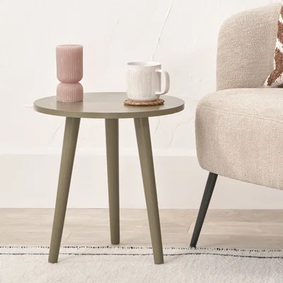 The Range Croft Pine Wood Side Table - Olive Green