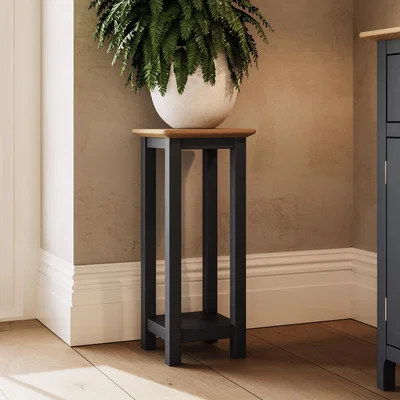 The Range Solid Oak Tall Side Table Ready Assembled - Graphite Blue