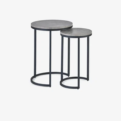 The Range Staten Round Nesting Side Tables - Concrete Effect