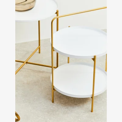 The Range Trosa Two Tier White and Gold Side Table - White