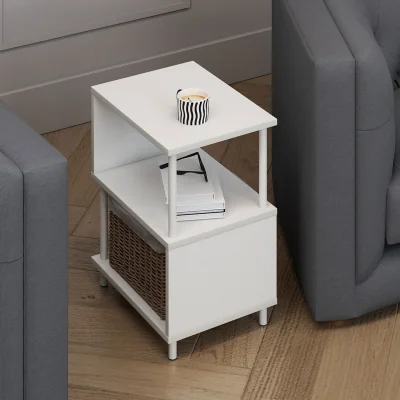 The Range Side Table 3 Tier Staggered Shelf Design - Black