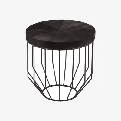 The Range Kensington Townhouse Hair On Hide Top Round Side Table - Black