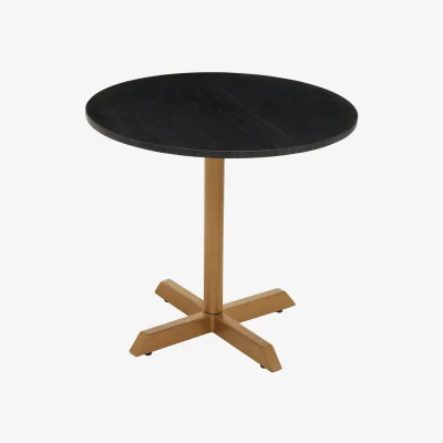 The Range Varana Set of 2 Black Marble Top Round Side Table - Gold
