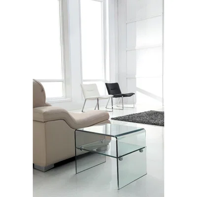 The Range Luna Clear Glass Side Table for Living Room - Transparent