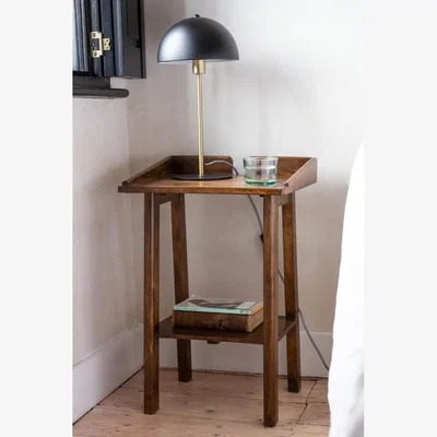 Rockett St George Dark Mango Wood Bedside Table With Cable Gap