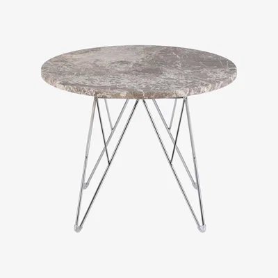 The Range Prunus Round Side Table  with Grey-Brown Marble Top - Grey-Brown Marble