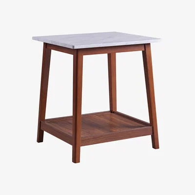 The Range Versanora Side Table Square Faux Marble Walnut Modern Design Kingston - White